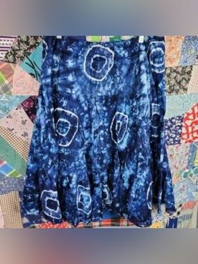 INC International Concepts Blue Tie-Dye Circle Print Skater Skirt